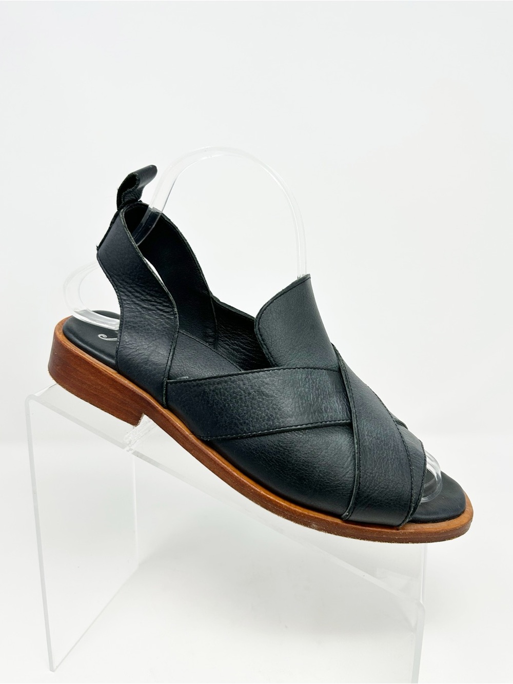 Free People Slingback Sandals Black Criss Cross Open Toe Low Heel Size 37